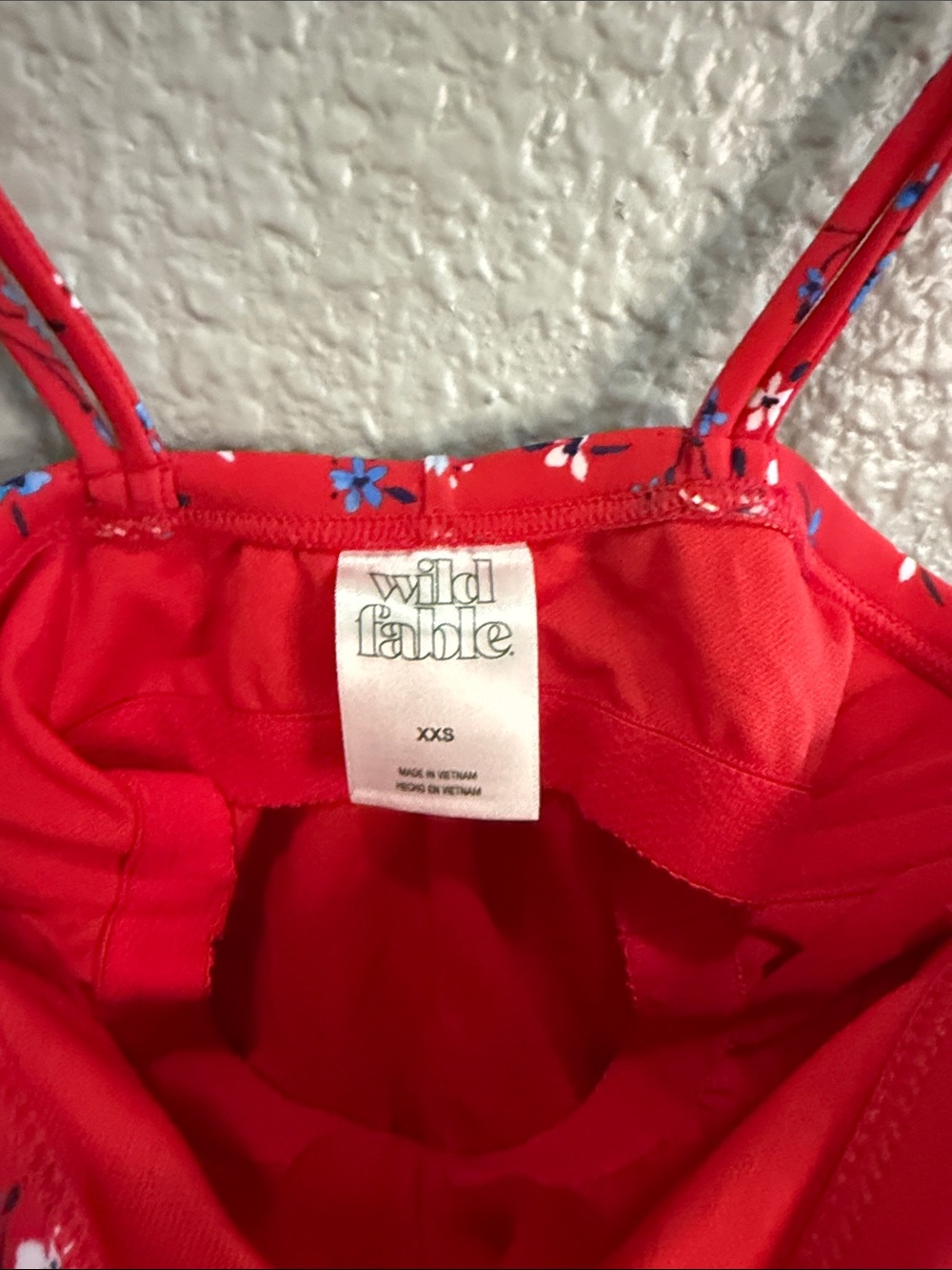 Wild Fable Red Floral Ruched One-Piece Swimsuit size XXS - 0 NWT - Picture 5 of 6